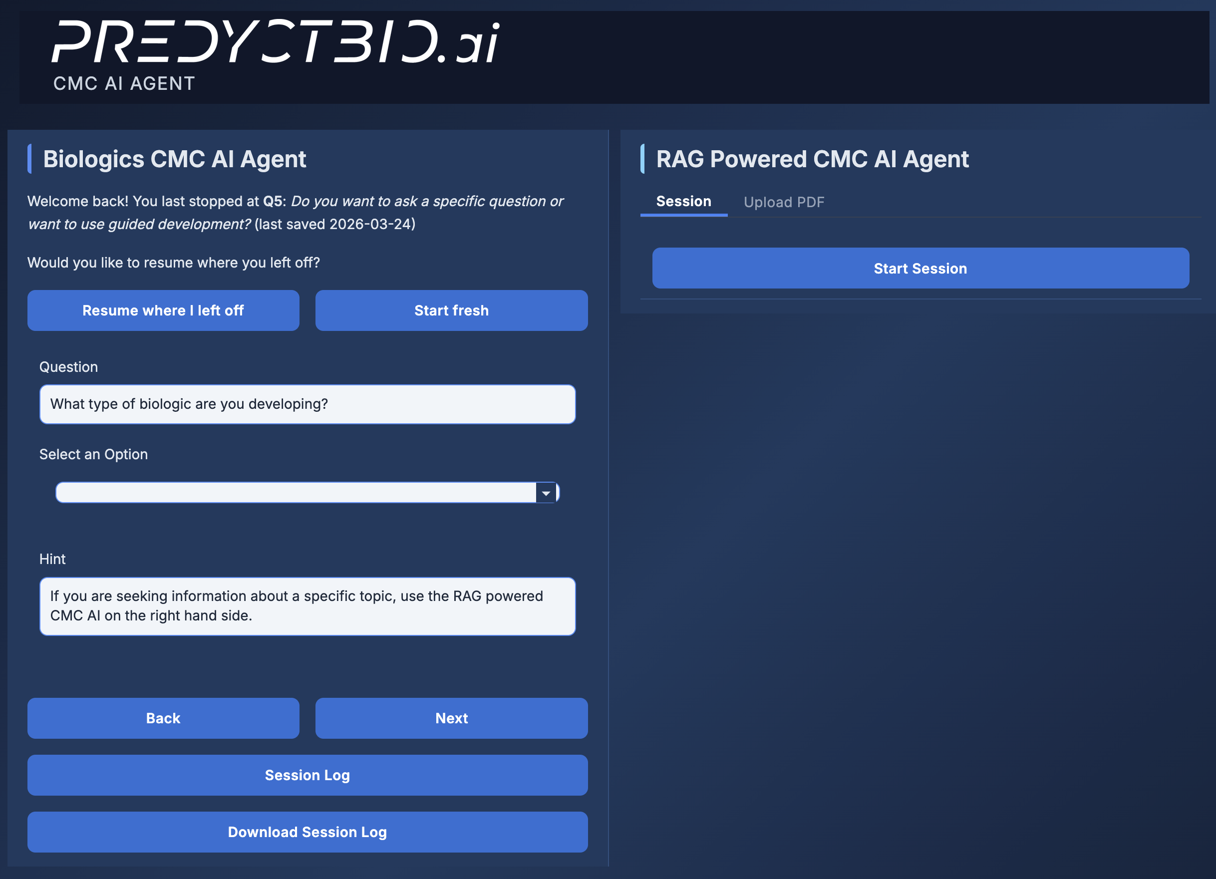 PredyctBio AI Agent interface